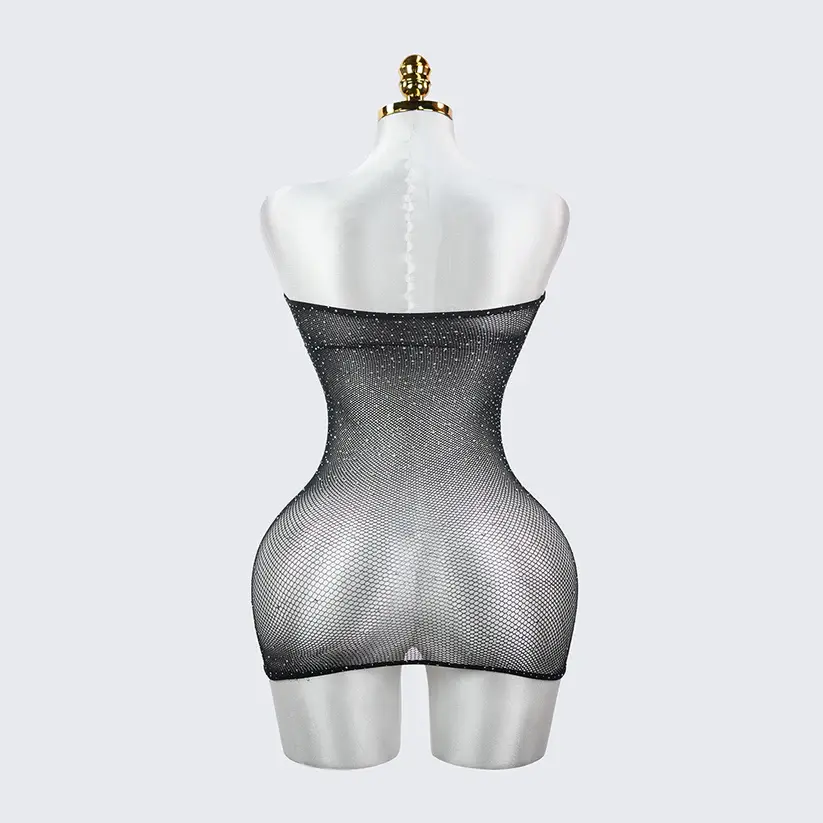 Star Glitter See Through Strapless Crystal Mesh Lingerie