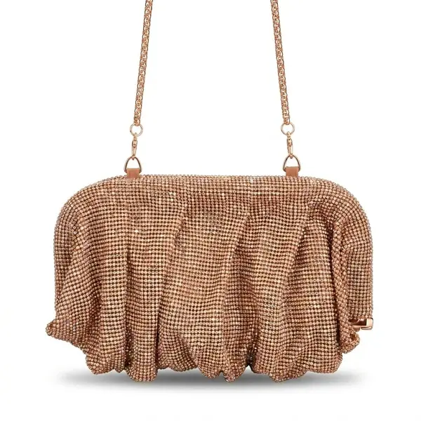 Ruched Golden Shimmer Evening Bag VS-56