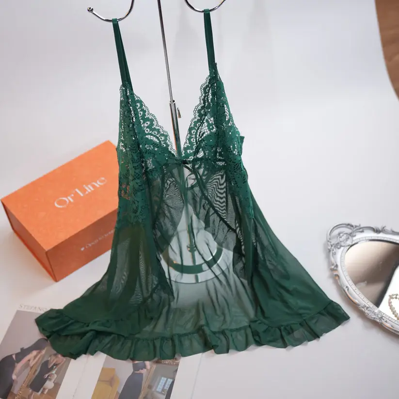Green Full-body Lace Top Panty Set