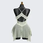 Light Green Lace See-through Lingerie Dress Panty Set