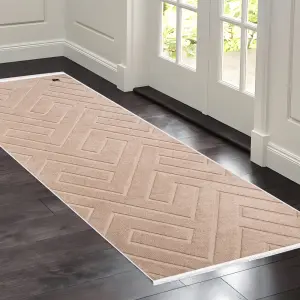 Elite Jacquard Corridor Carpet Geometric Pattern (Beige)