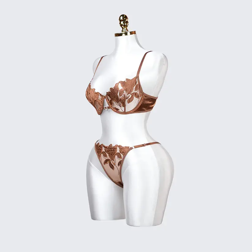 Floral Embroidery Lace Lingerie Set