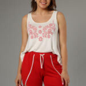 Printed Cotton Tank Top & Hot Shorts Set