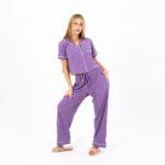 Elegant Buttoned Cotton Pajama Set