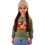 Olive green tie dye Sweatshirt with "Looney tunes" Print 🕷️