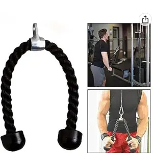 MD StayFit® Heavy Duty Single Triangle Rope Push Up Pull Down, Double Tri Rope Versatile Rope for Gym, Bodybuilding Exercise Equipment Black