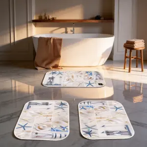 Shells Digital Bathroom Set Non Slip 3Pieces