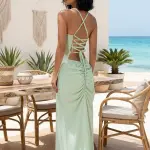 Mint Ruched Maxi Dress