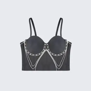 Rhinestone Chain Tassel Sexy Slimming Corset Top