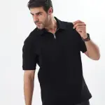 Black Quarter Zip Polo Shirt