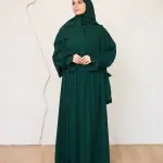 DARK GREEN CREPE DRESSY ISDAL