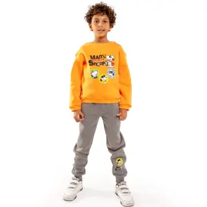 Grey melton pant with Snoopy print