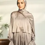 MAUVE SHADOWS SATIN DRESS ISDAL