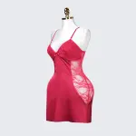 Ruby Romance Red Lace Paneled Spaghetti Strap Nightgown