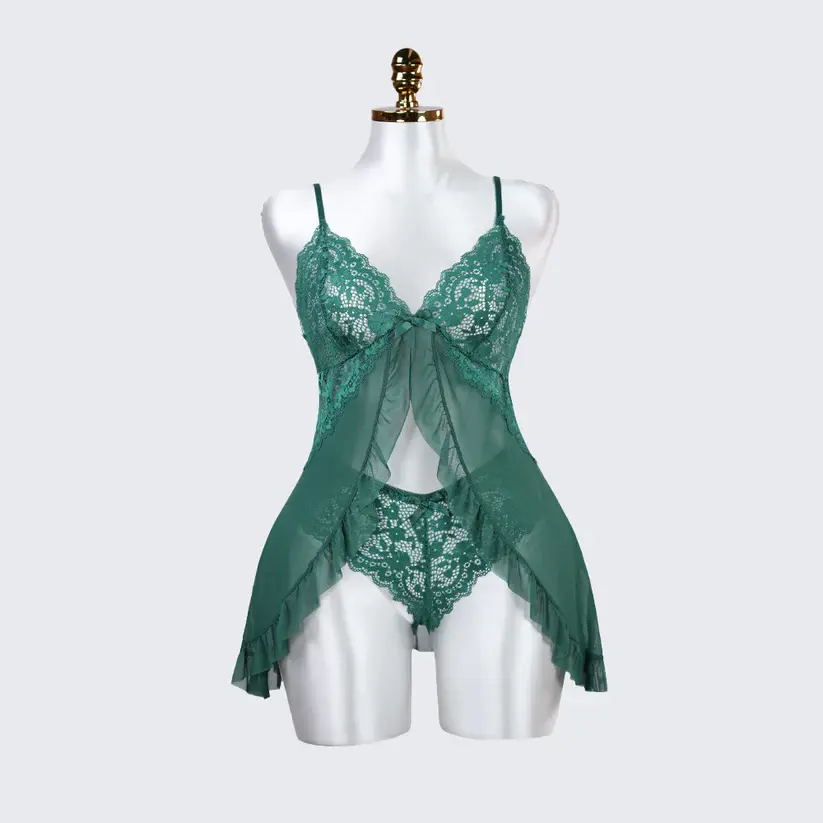Green Full-body Lace Top Panty Set