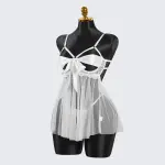 White Lace Satin Bow Lingerie Dress