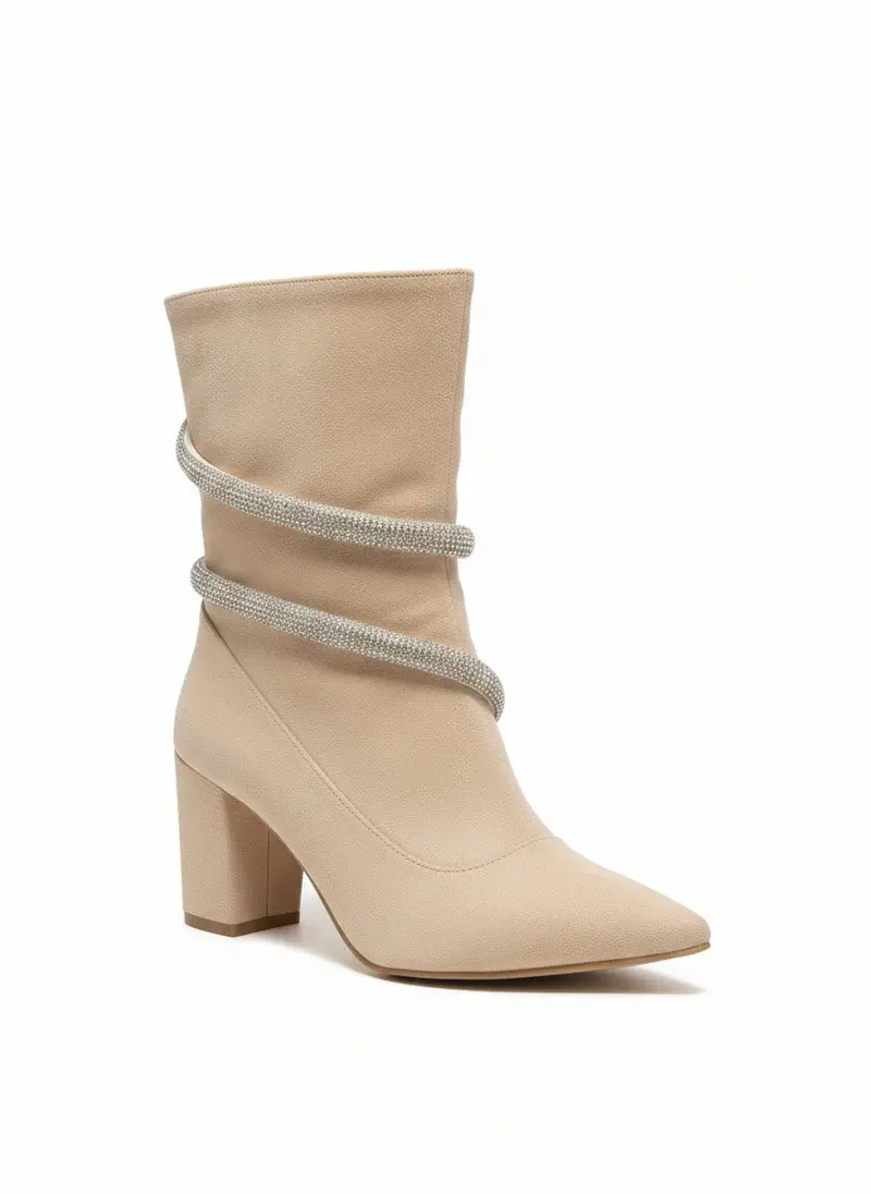 Boots with white belts wrap around it B-43