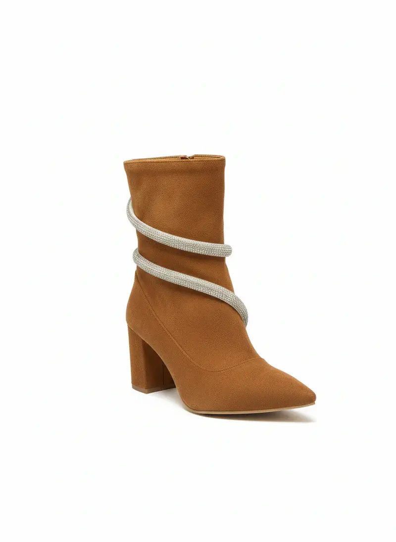 Boots with white belts wrap around it B-43