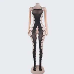 [2+ Items, 300 EGP Each] Spaghetti Strap Cutout Sheer Mesh Bodystocking