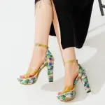 Multicolored Heel Sandal - R-107