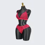 Plus Size Red Lace Bra Panty Set