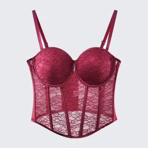 Red Floral Lace Sculpting Corset