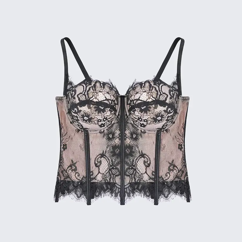 Women's Outerwear Lace Hollow Out Padded Corset Top