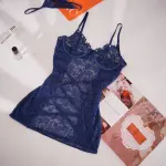 Blue Lace Floral Embroidery See-through Beaded Chemises