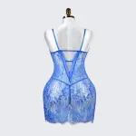 Blue Whispers Lace Lingerie Dress Panty Set