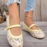 Floral Embroidered Lace Ballerina Flats BN-63