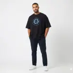 Black Oversized Circle Chest Print T-Shirt