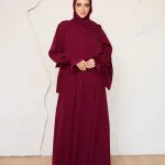 MAROON CREPE DRESSY ISDAL