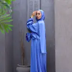 CORNFLOWER BLUE SATIN DRESS ISDAL