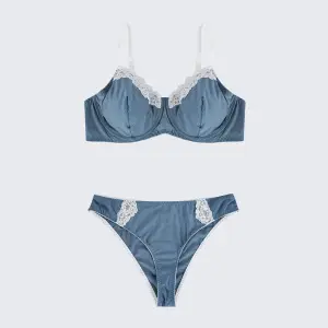 Plus Size Navy Blue Sexy Lace Lingerie Set