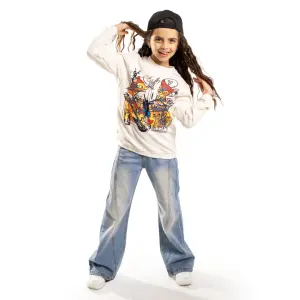 White Sweatshirt with “Bambi” Print 🤍😍