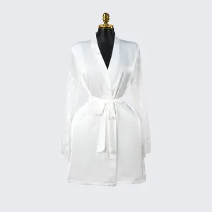 Luxurious Silk Lace Trimmed Kimono Robe