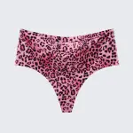 Women's Seamless Ice Silk Thong Underwear Leopard Print & Solid Color Panties