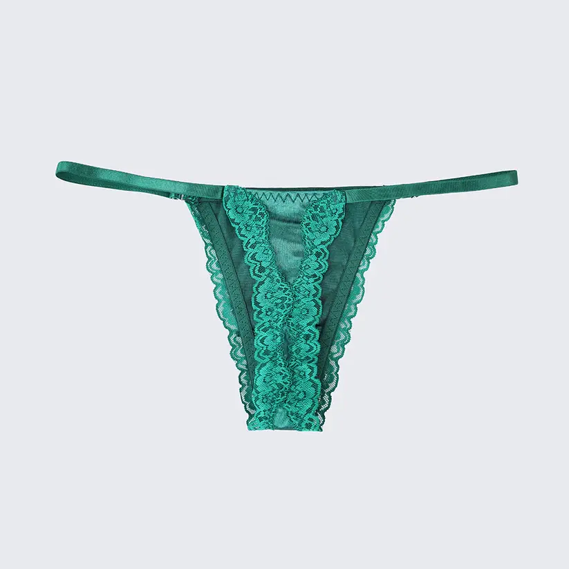 Green Lace Trim Push Up Bra Panty Set