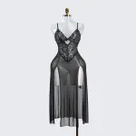 Black Lace Floral Print Negligees