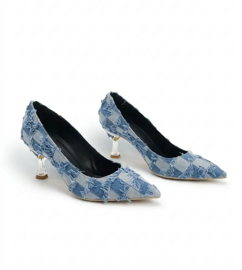 Elegant Checkered Pattern Heels with Luxe Touch C-101