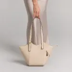 Geometric Bucket Shoulder Bag - cafe
