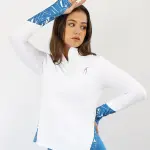 Women's Quarter Zip White Top