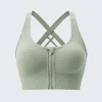 High Impact Front Zipper Sports Bra Shockproof Criss Cross Back Activewear