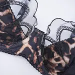 Sheer Lace Leopard Push Up Bra Panty Set