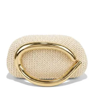 Natural Woven Bag with Bold Gold Hardware VS-71