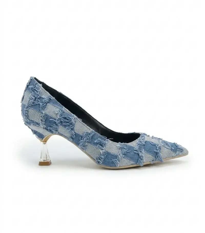 Elegant Checkered Pattern Heels with Luxe Touch C-101