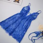 Blue Whispers Lace Lingerie Dress Panty Set