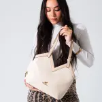 V-Cut Shoulder Bag-beige