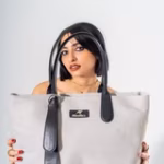 Tote Bag with Contrast Handle - BLACK