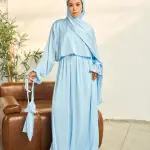 SKY BLUE SATIN DRESS ISDAL
